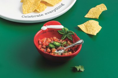 6" Christmas Tomato Ceramic Bowl With a Spoon by Mud Pie