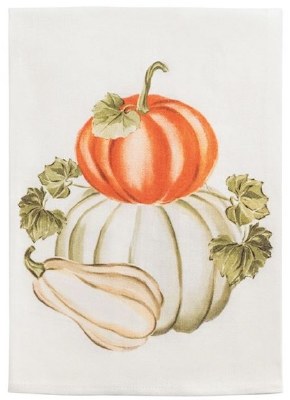 26" x 17" Gourd Fall & Thanksgiving Kitchen Towel by Mud Pie