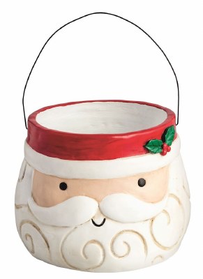 9" Paper Mache Santa Face Bucket by Mud Pie