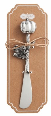 6" Distressed Silver Metal Pumpkin Fall & Thanksgiving Spreader by Mud Pie