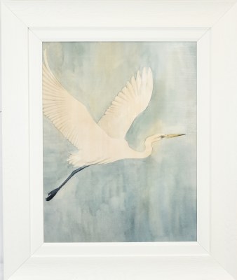 36" x 30" Island Spectator 1 Coastal Gel Textured Print in a White Frame