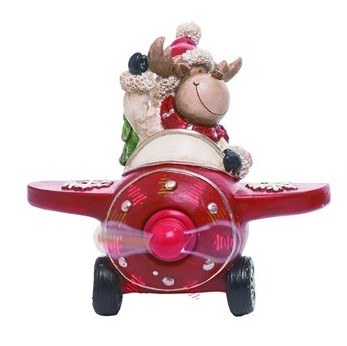 9" LED Reindeer in a Red Plane Figurine