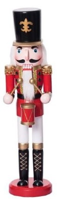 15" Nutcracker Wearing a Red Coat Carrying the Drum Figurine