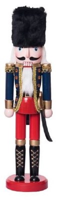 15" Nutcracker Wearing a Blue Coat Carrying a Sword Figurine