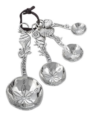 Set of Four Distressed Silver Seashells Measuring Spoons