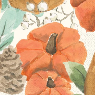 5" Square Harvest Pumpkins Fall & Thanksgiving Beverage Napkins