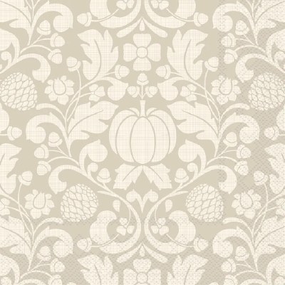 5" Square Cream Pumpkin Pattern Fall & Thanksgiving Beverage Napkins