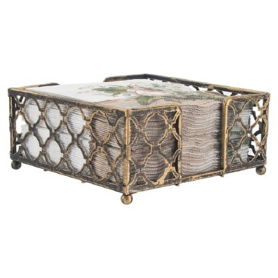 Distressed Bronze Trellis Beverage Napkin Holder