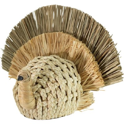 10" Natural Woven Turkey Figurine