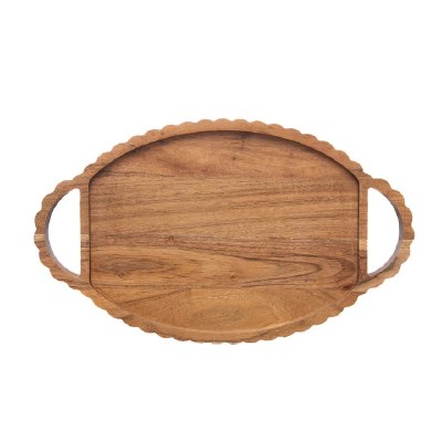 10" x 17" Brown Oval Wood Serving Tray