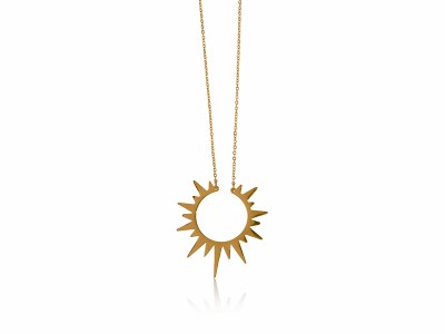 Gold Toned Stainless Steel Helios Sun Necklace