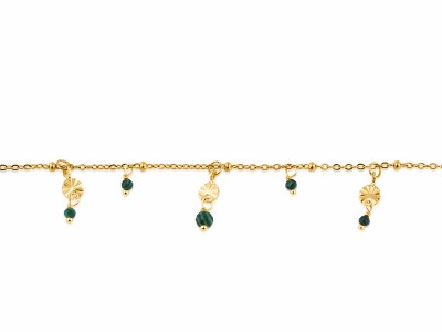 Gold Toned Stainless Steel Green Lola Bracelet