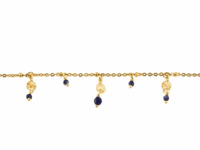 Gold Toned Stainless Steel Blue Lola Anklet