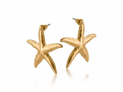 Gold Toned Stainless Steel Starfish Earrings