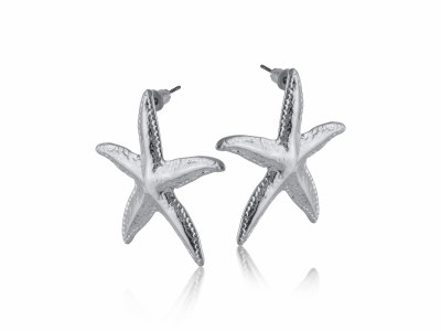 Silver Toned Stainless Steel Starfish Earrings
