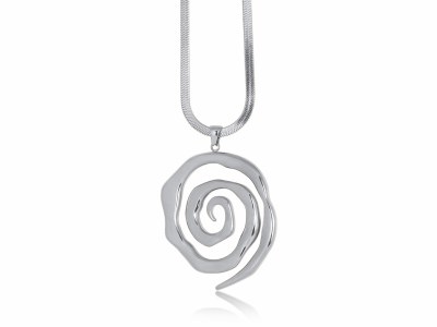 Silver Toned Stainless Steel Swirl Necklace