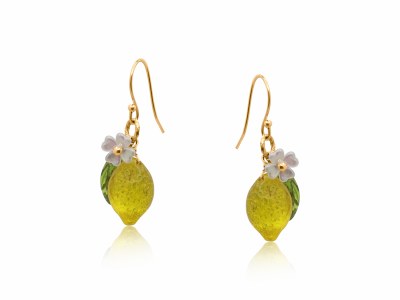 Gold Toned and Yellow Lemon Drop Earrings
