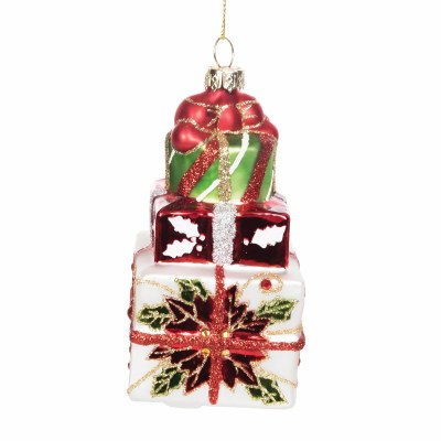 5" Multicolor Glass Gift Box Ornament