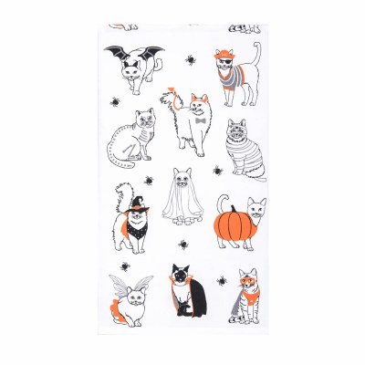 27" x 18" Halloween Cats Flour Sack Halloween Kitchen Towel