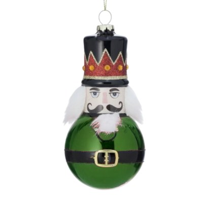 6" Aqua Nutcracker Glass Ornament