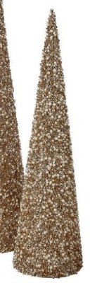 18" Champagne and Gold Cone Christmas Tree