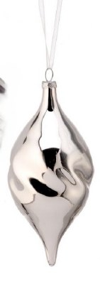 5" Silver Twist Glass Diamond Shape Ornament