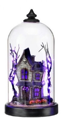 11" LED White Haunted House Inside Glass