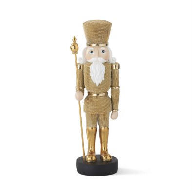 13" Gold Polyresin Nutcracker Wearing a Tall Hat