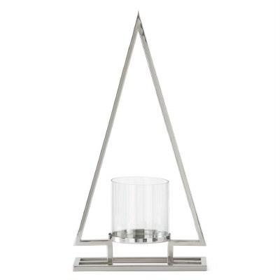 23" Modern Silver Metal Tree With a Glass Hurricane