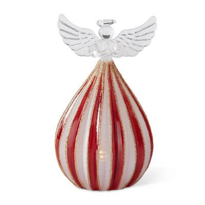 6" LED Red and White Stripe Glass Angel