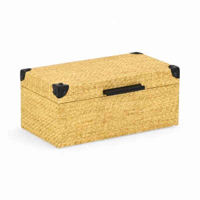 6" x 11" Natural Faux Woven Wicker Decorative Box