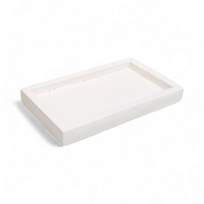 6" x 10" Distressed White Faux Stone Decorative Tray