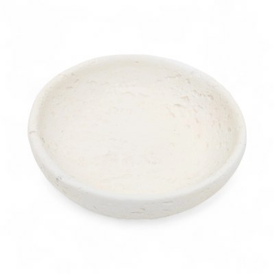 8" Round Distressed White Faux Stone Decorative Bowl