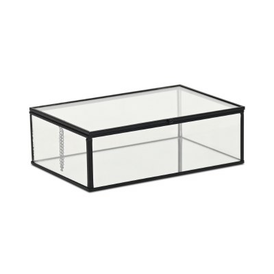 6" x 9" Black Metal and Glass Decorative Box