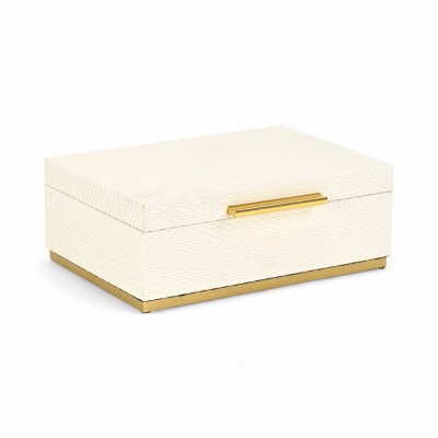 9" x 12" White and Gold Textured Decorative Box