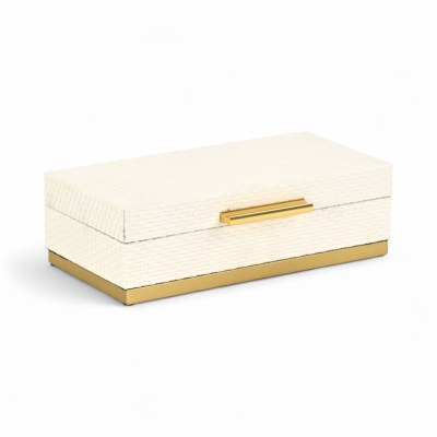 6" x 10" White and Gold Textured Decorative Box