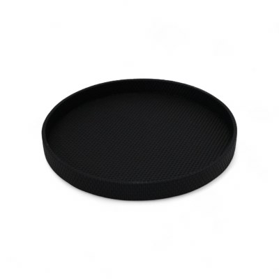 15" Round Black Textured Decorative Tray