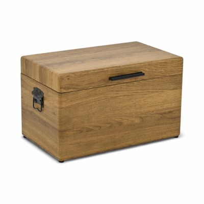 11" x 17"  Brown Wood and Black Metal Accents Decorative Box