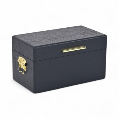 9" x 15" Navy Wood and Gold Metal Accents Decorative Box