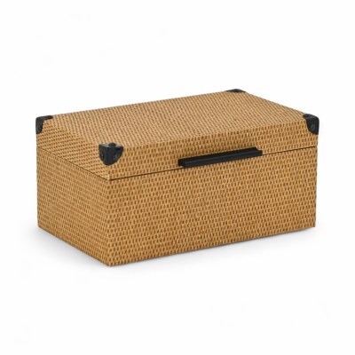 8" x 12" Brown Faux Woven Wicker Decorative Box