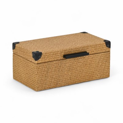 6" x 11" Brown Faux Woven Wicker Decorative Box