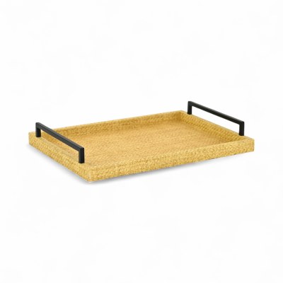 13" x 18" Brown Textured Wicker Decorative Tray