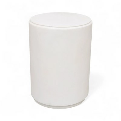 15" Round Distressed White Faux Stone End Table