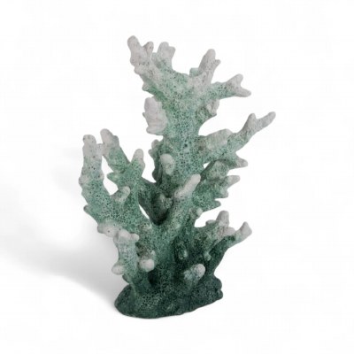 9" Faux Green and White Polyresin Coral