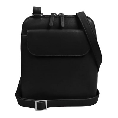 9" x 8" Black North South Flap Pocket Crosbody Bag