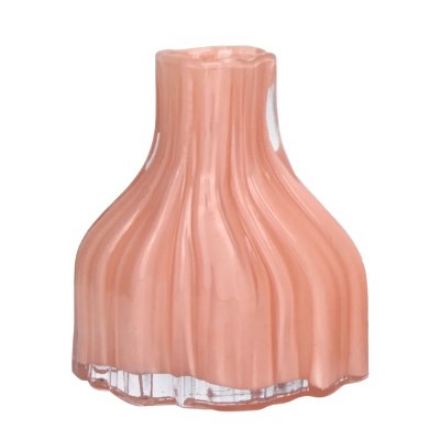 9" Coral Ribbed Glass Vase