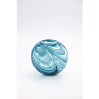 7" Blue Swirl Glass Orb
