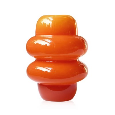12" Orange Two Blob Glass Vase