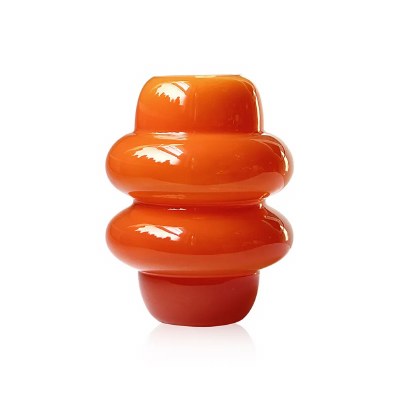 8" Orange Two Blob Glass Vase