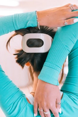 Large Beige Flat Round Hair Clip